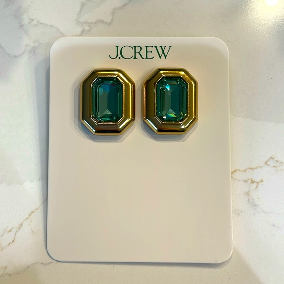 J. Crew Green Crystal Earrings NWT - Picture 7 of 16